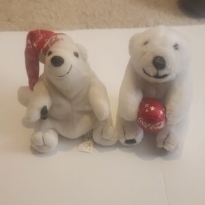 Coca Cola Polar Bear Plush Toy Set - White 1997 & 1998